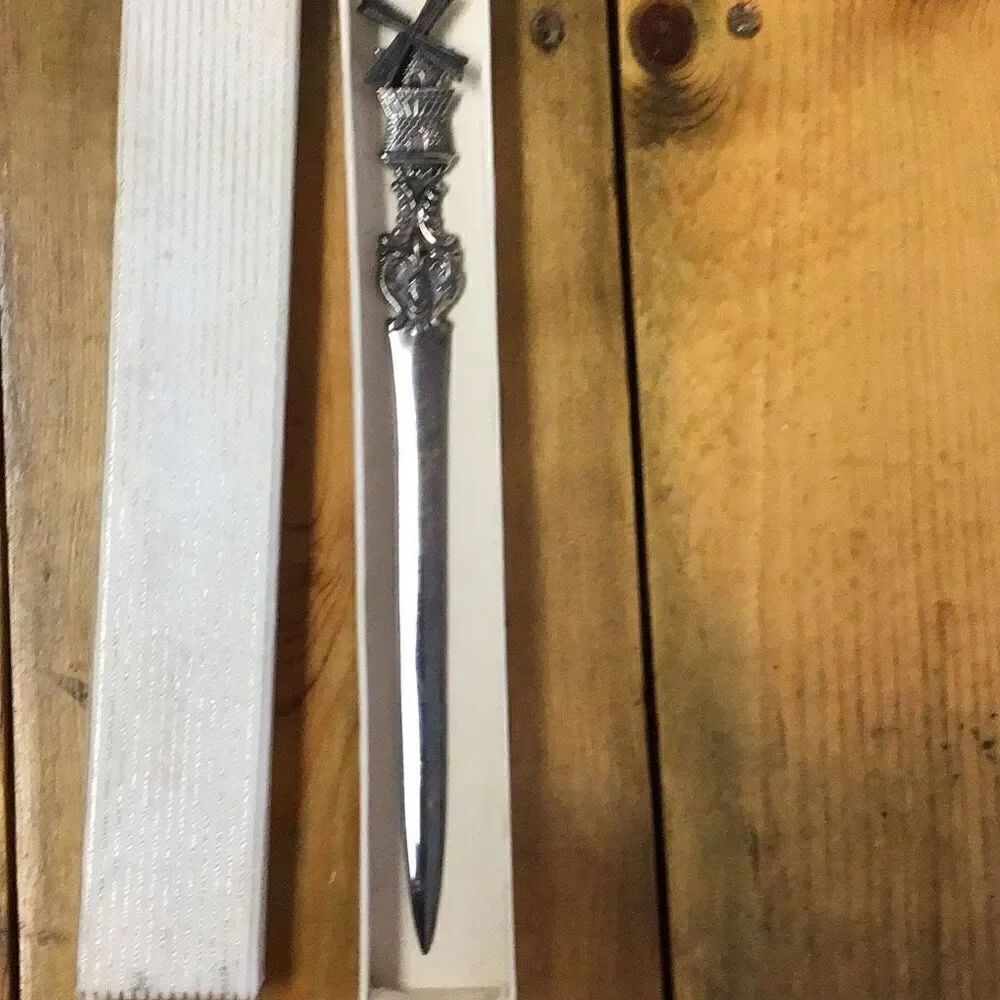 Large silver windmill letter opener, working windmill Dutch 90